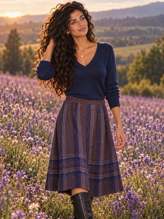 Pendleton Dresses & Skirts - Pendleton Wool Purple and Blue Plaid A-Line Midi Skirt - 14 - EUC